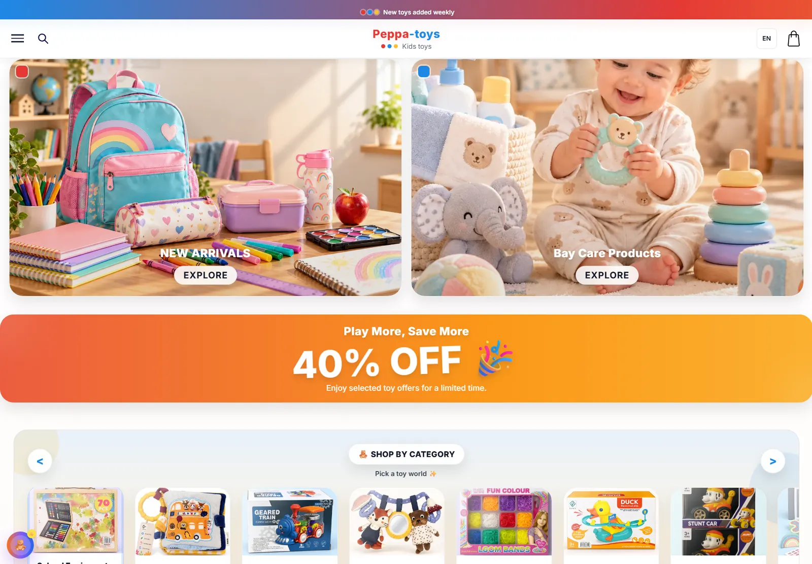 Peppa Toys — E-commerce — toys & baby care